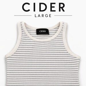 Cider Ribbed Crop Tank Top Large White Minimalist Stretch Knit